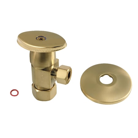 Kingston Brass 5/8"O.D x 3/8" O.D Anti-Seize Deluxe Quarter Turn Ceramic Hardisc Cartridge Angle Stop, Brushed Brss CD53307VAK